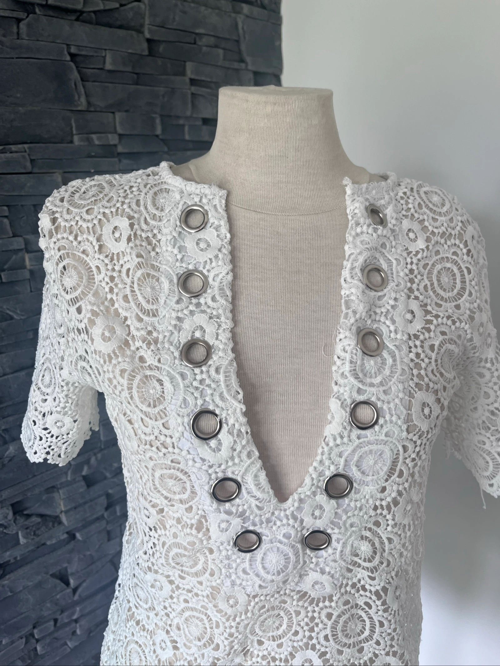 White lace women's t-shirt - Size S/M – photo 2